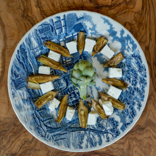 Mixed Artichokes salad with Primo Sale cheese and Vibianini Lemon dressing